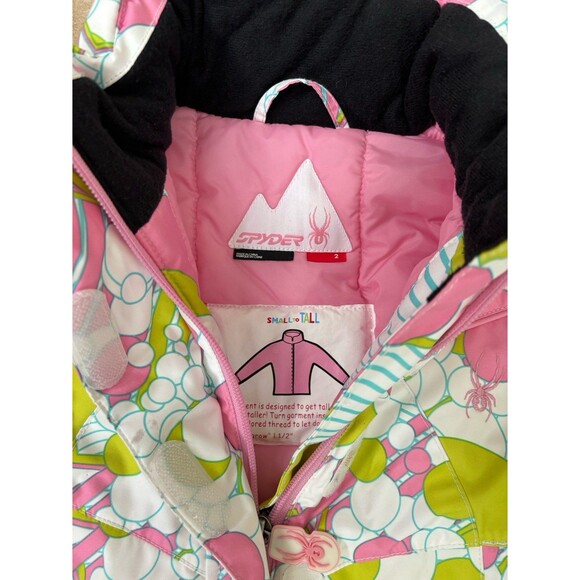 Spyder Girls Winter Geometric Pink Waterproof Ski Jacket Small to Tall Size 2 - Picture 7 of 12